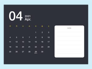 【WPS Presentation】メモ付きカレンダー_4月開始